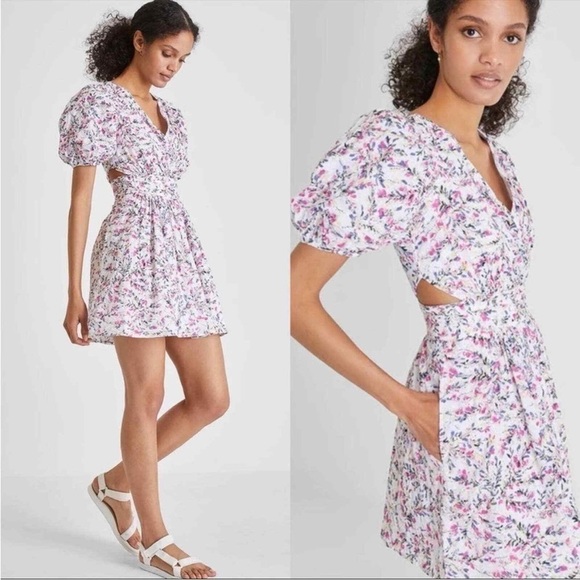 French Connection White Floral Embroidered Cutout Fit & Flare Dress Size 10 L - Picture 1 of 9